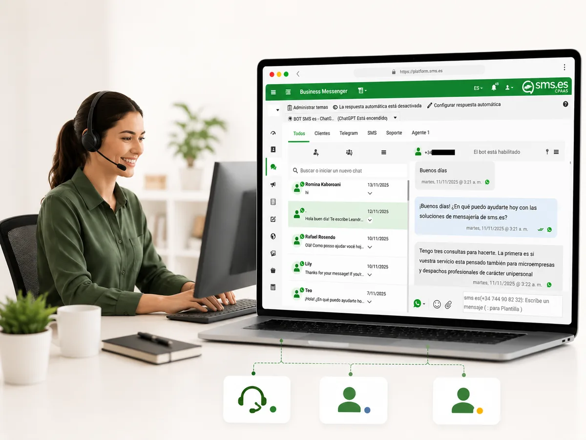 Atención al cliente por WhatsApp SMS y mensajería empresarial