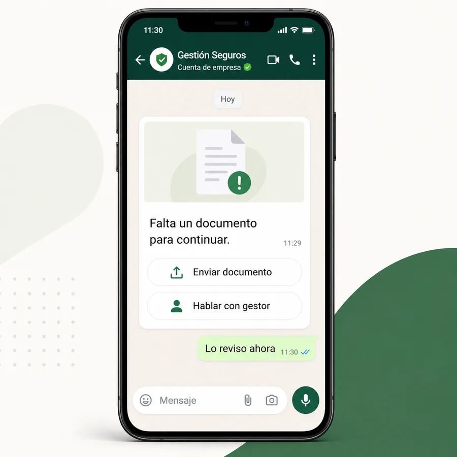 Atención al cliente para seguros con avisos y seguimiento por WhatsApp y SMS