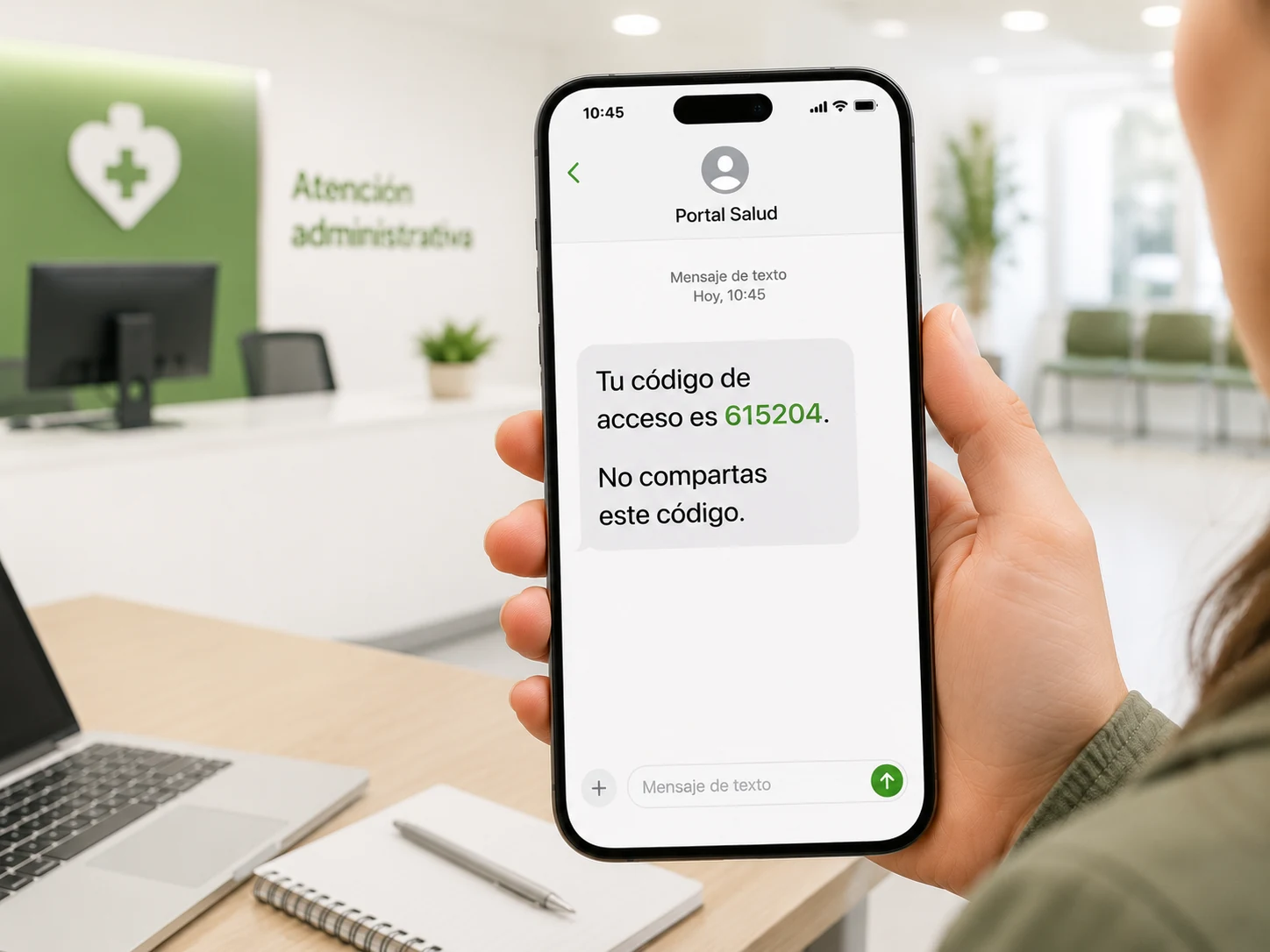 SMS para salud con verificación de usuario y acceso a portal