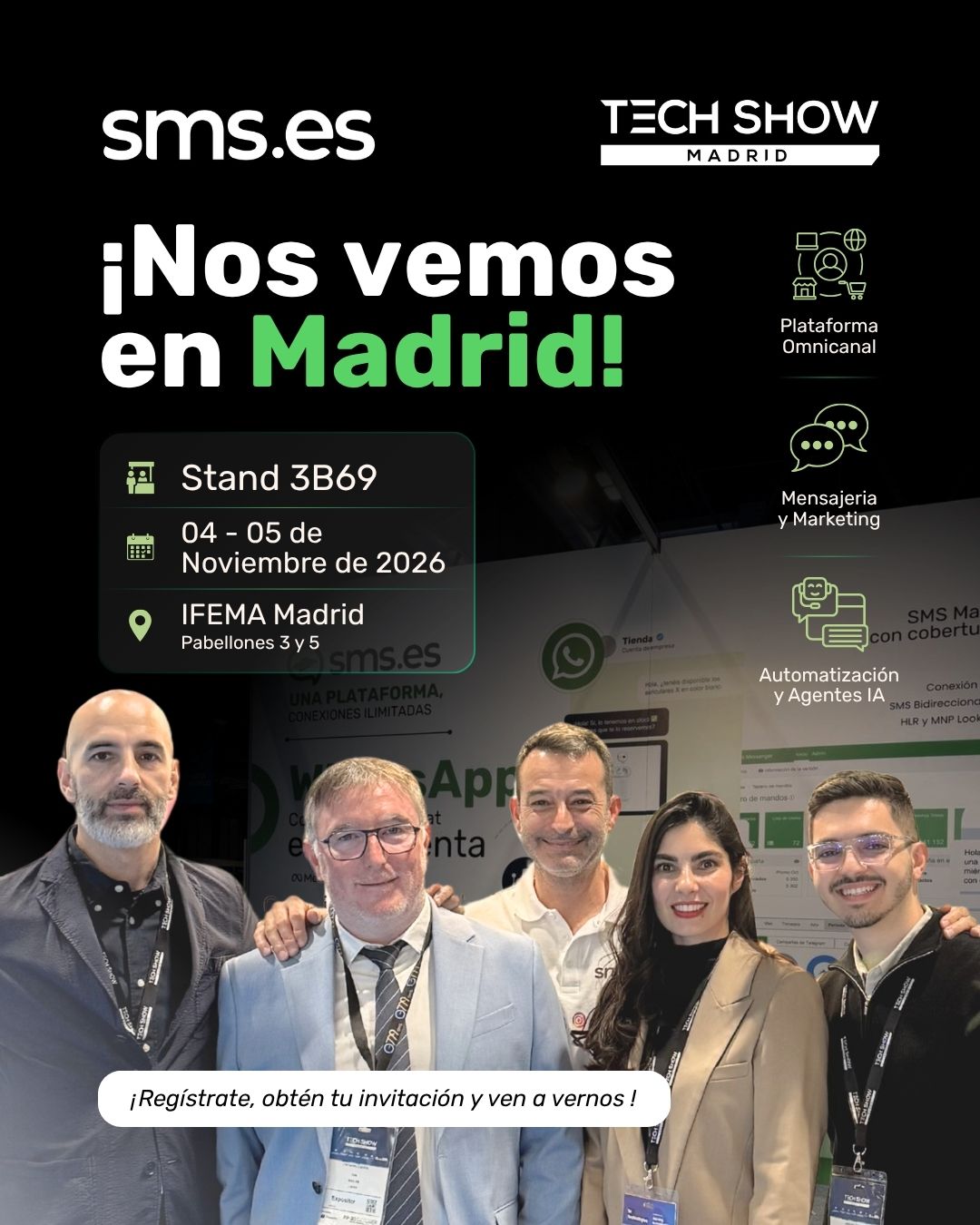 SMS.es en Tech Show Madrid 2026, stand 3B69