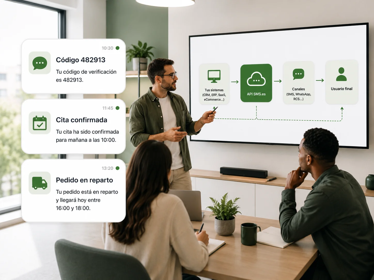 Flujo técnico de mensajería empresarial para CRM ERP ecommerce apps y SaaS