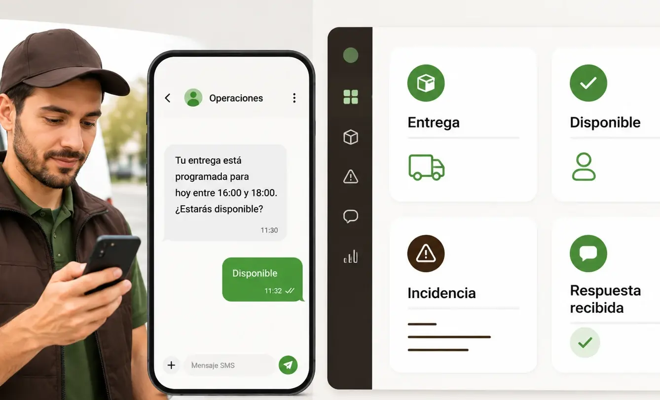 SMS de doble vía para logística, entregas y procesos operativos