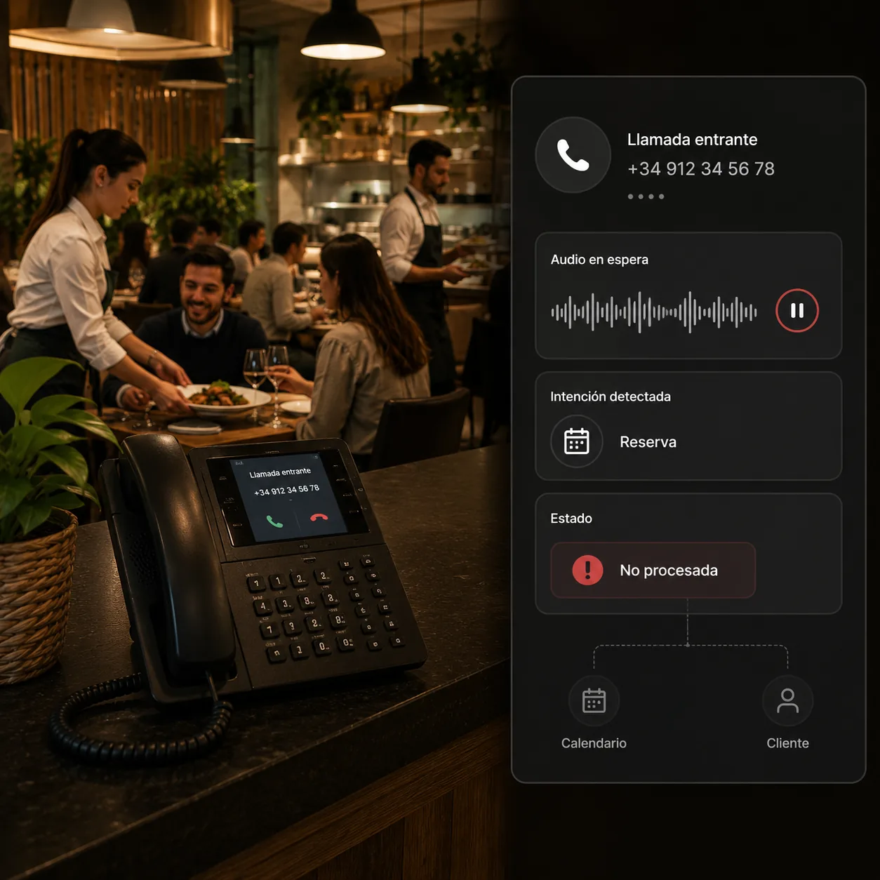 Restaurante durante una hora de alta demanda