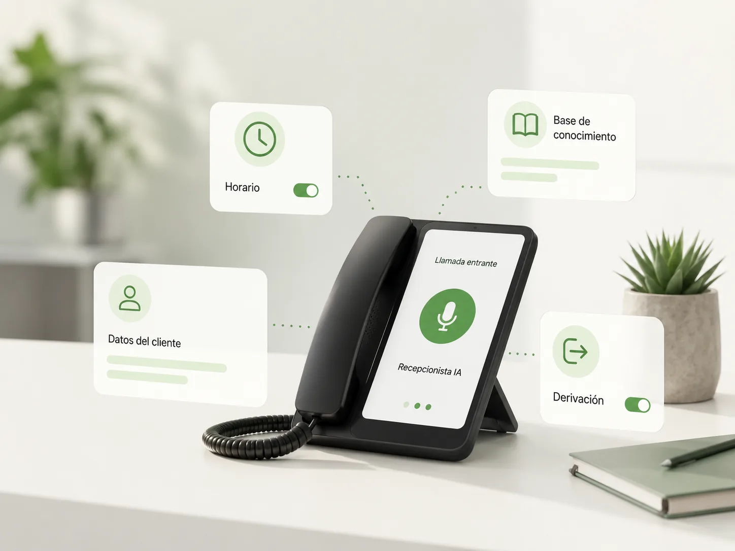 Recepción telefónica automatizada con agente de voz IA