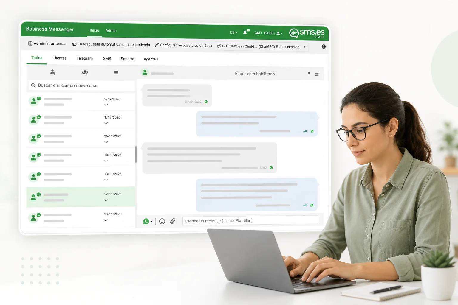 Plataforma para gestionar conversaciones de WhatsApp Business