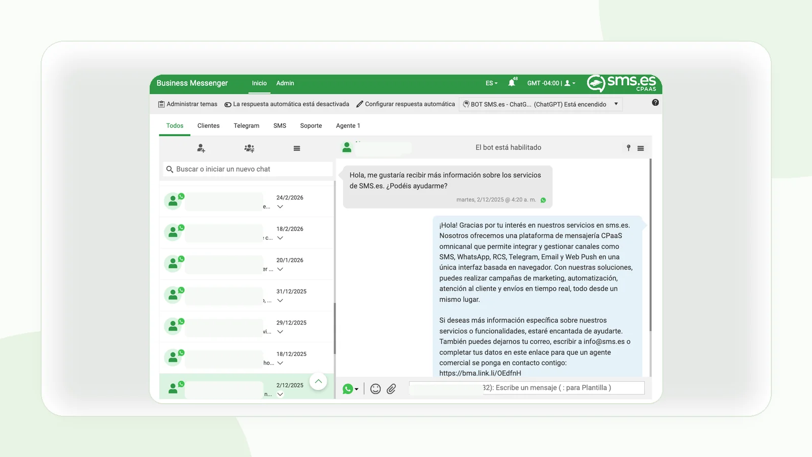 Mockup conceptual de campaña WhatsApp para empresas